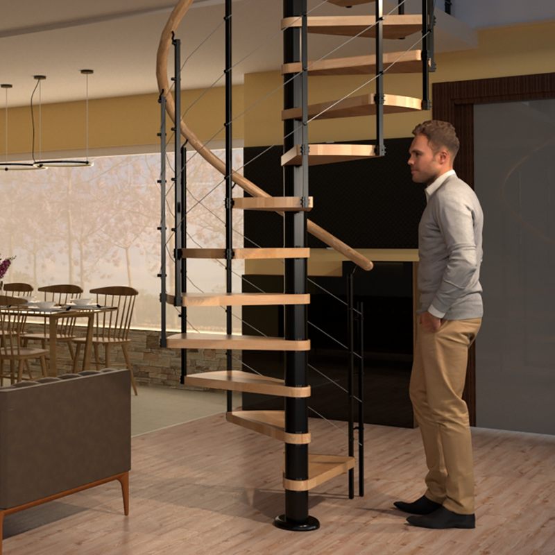 Scara Cyva spirala cu palier - fag masiv, 3 diametre